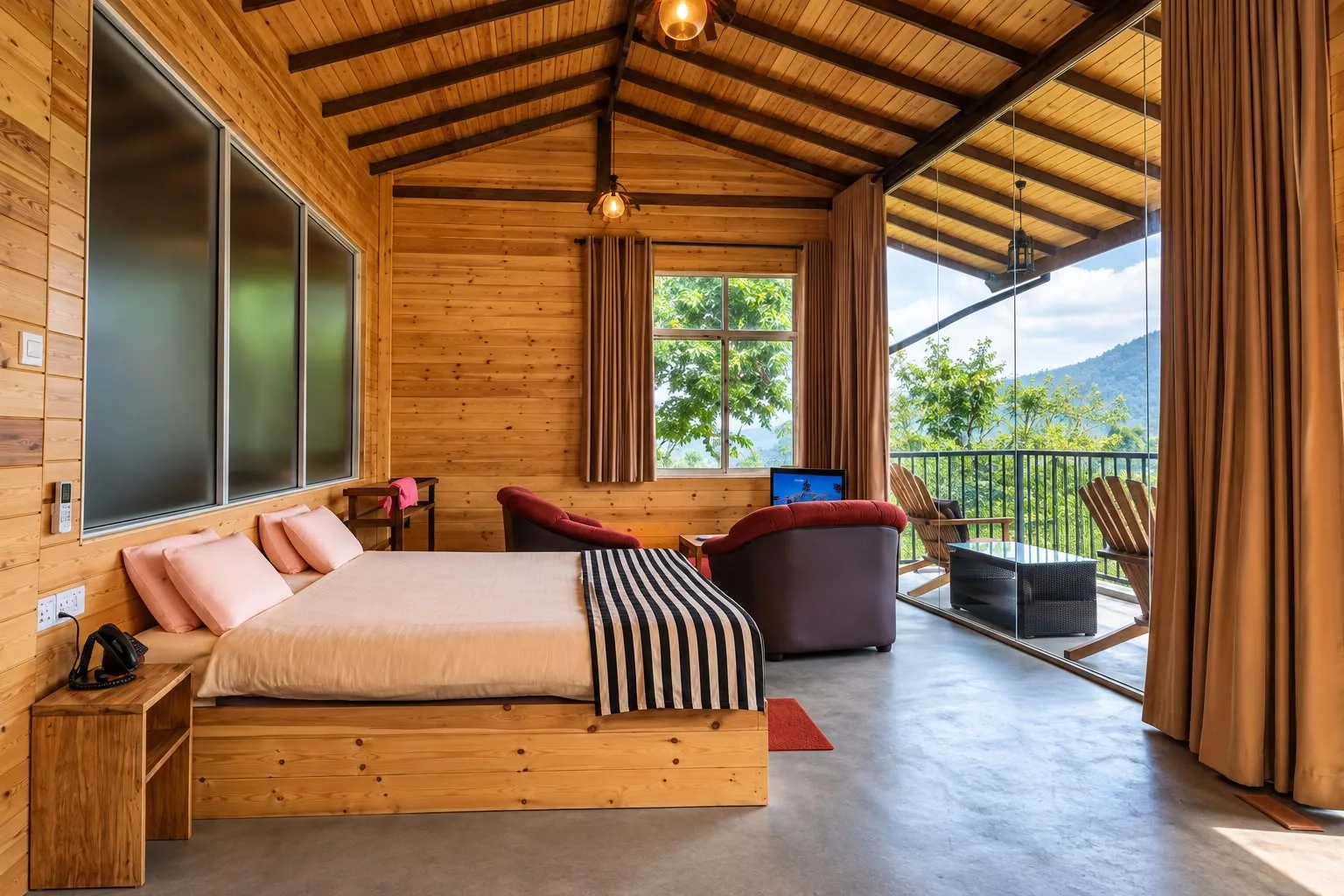 Timber interior photographed at Country Homes Ella